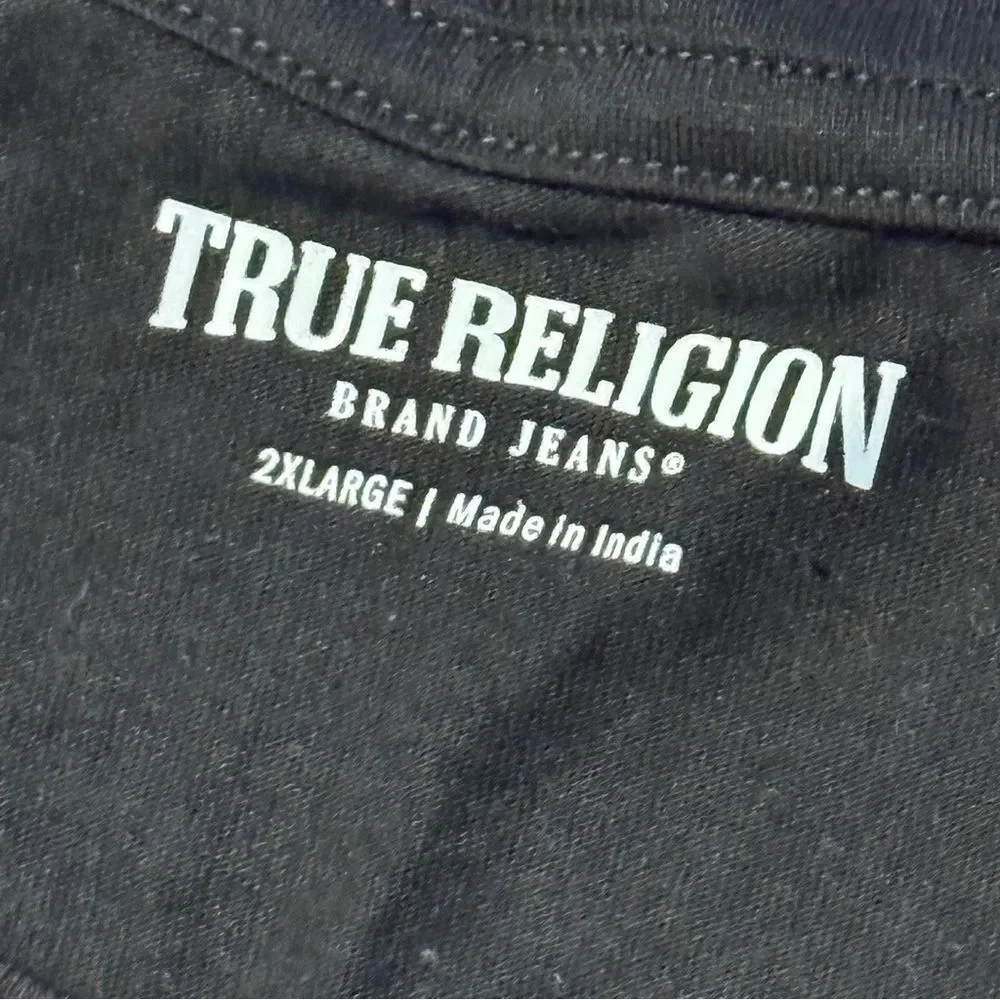 NWT True Religion Repeat TR Buddha Short Sleeved Tee Black Orange Size 2XL